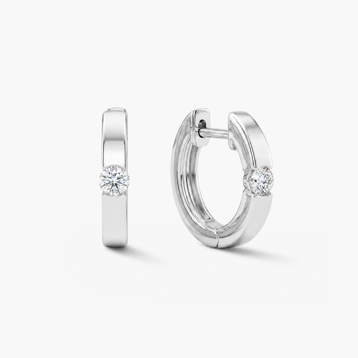 Elegant Crystal Accent Platinum Plated 925 Sterling Silver Hoop Earrings