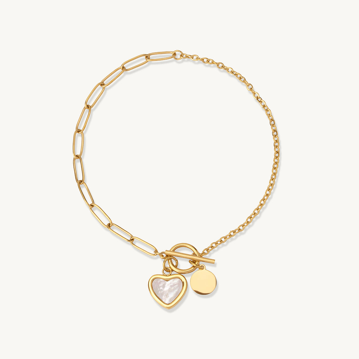 Paperlink Chain Heart Drop Bracelet