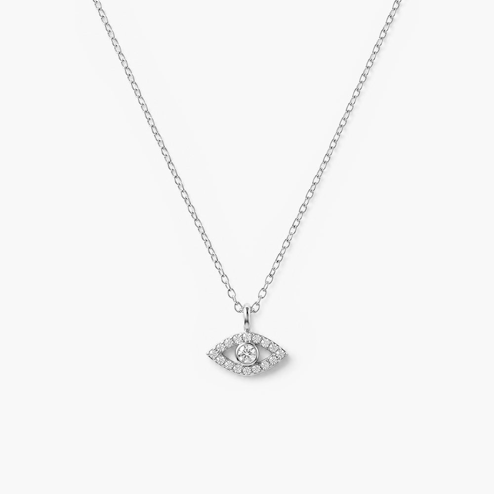 Marquise Evil Eye Platinum Plated 925 Sterling Silver Necklace