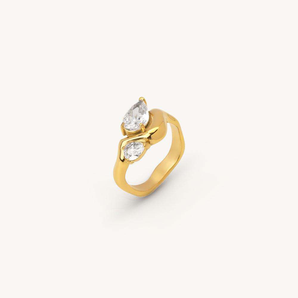 Royal Dual Pear Curve Ring
