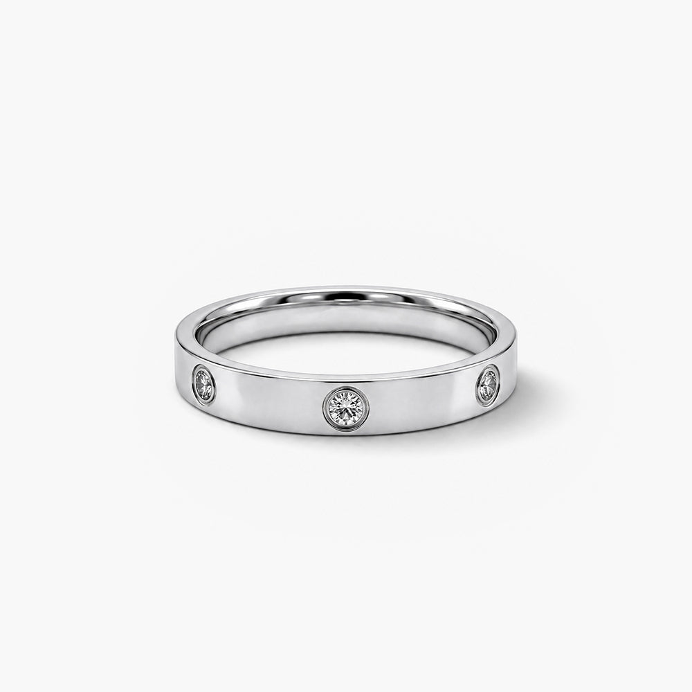 Elegant Diamond Silver Band Ring