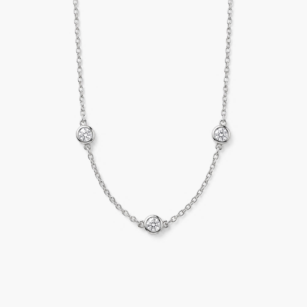 Elegant Station Platinum Plated 925 Sterling Silver Necklace