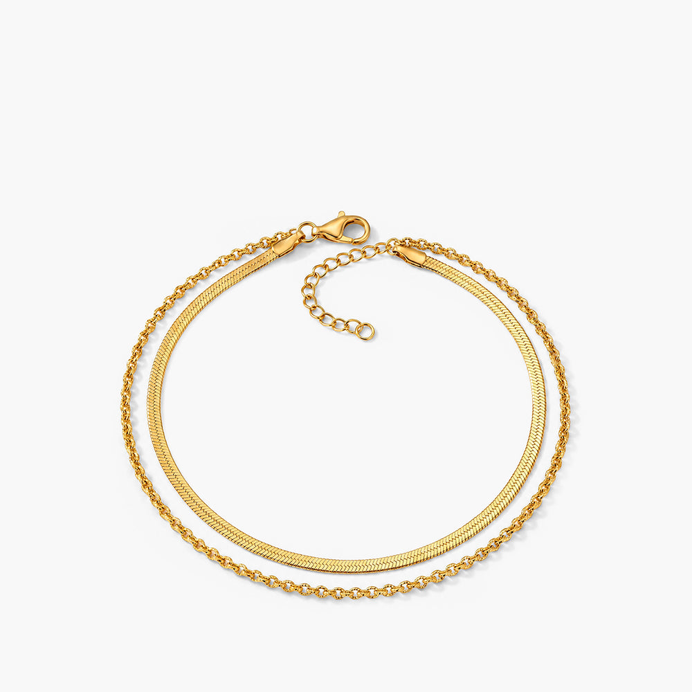 Two Layered Solid Cable Anklet