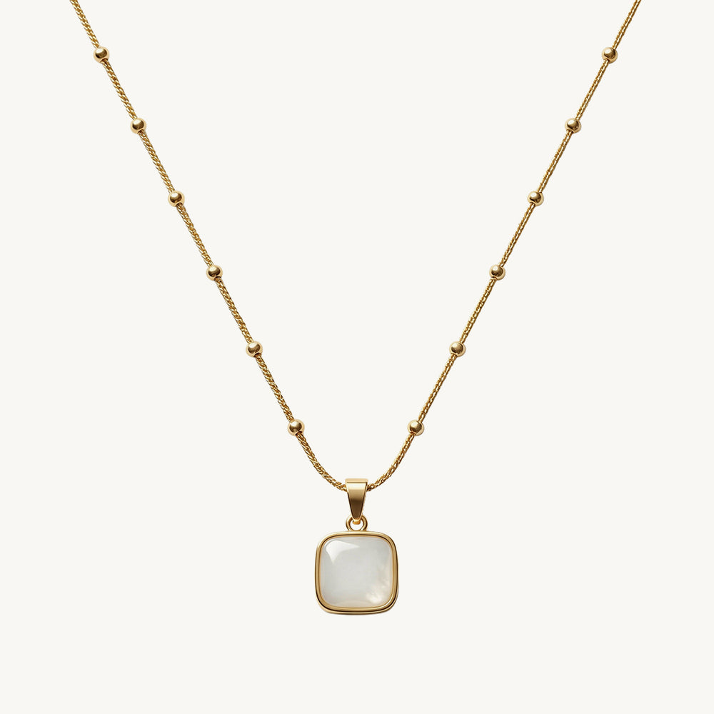 Classic Ivory Glow Square Pendant Necklace