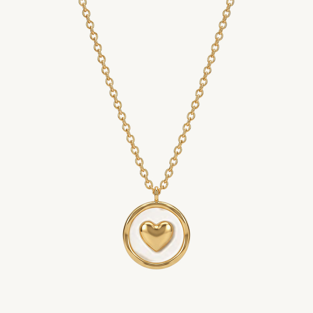 Mini Heart Circle Pendant Necklace