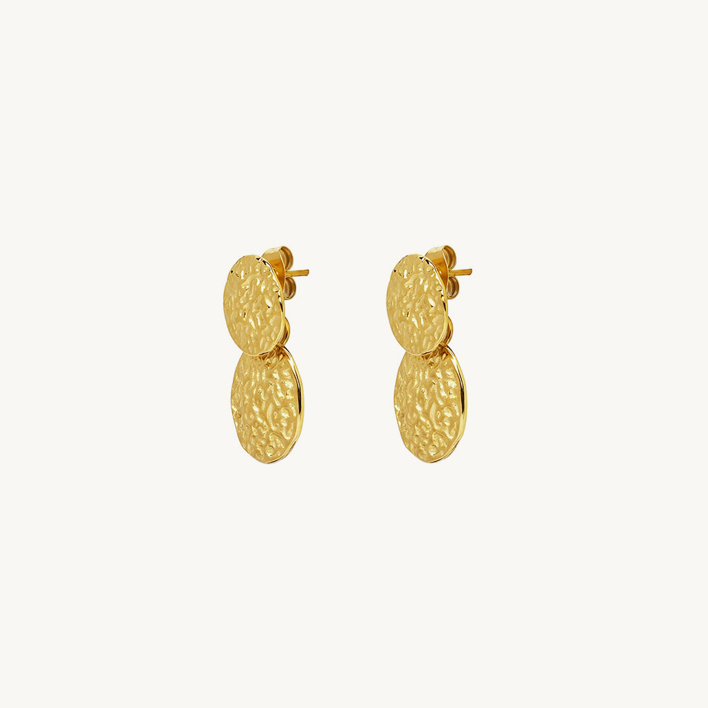 Textured Coin Drop Earrings