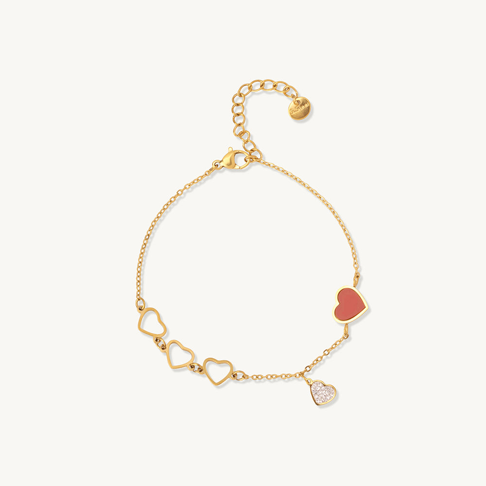 Crimson Heart Chain Bracelet