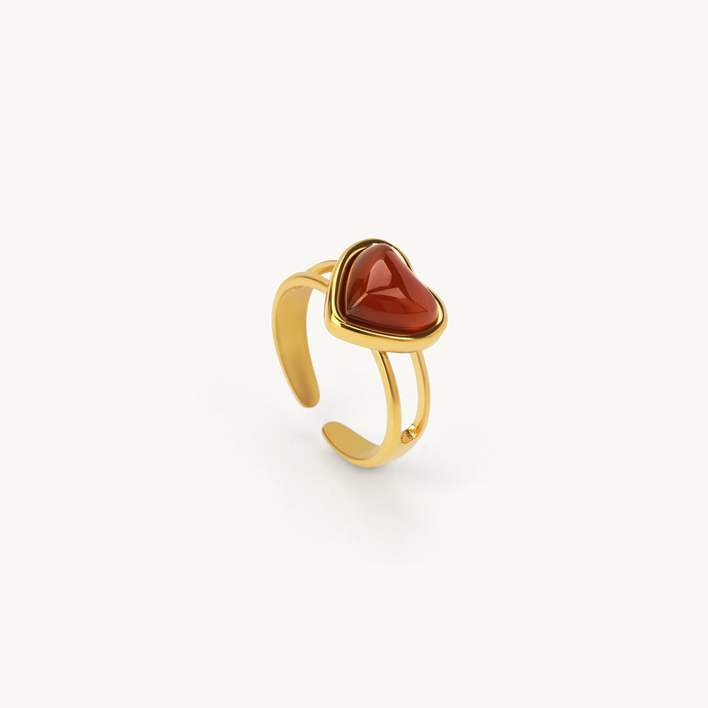 Ruby Crystal Heart Ring