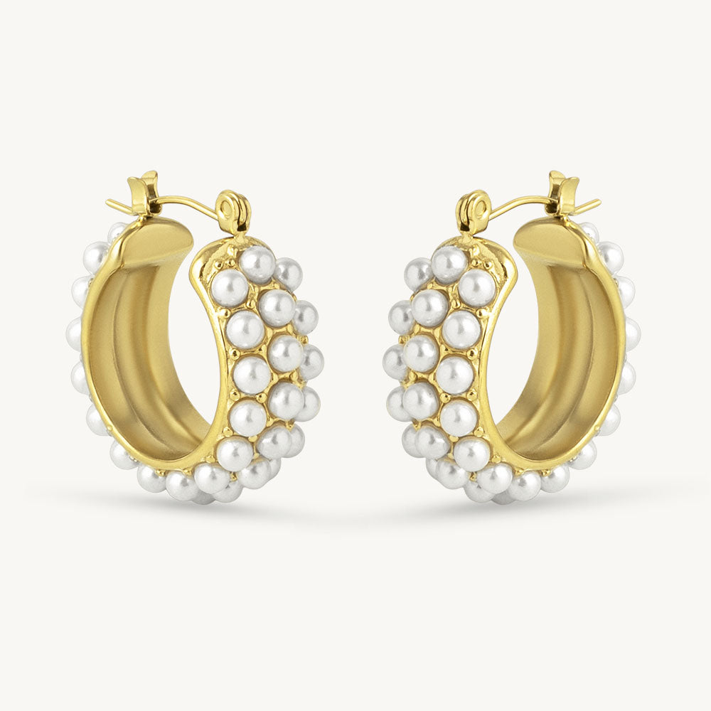Classic Pearl Studded Hoop Earring