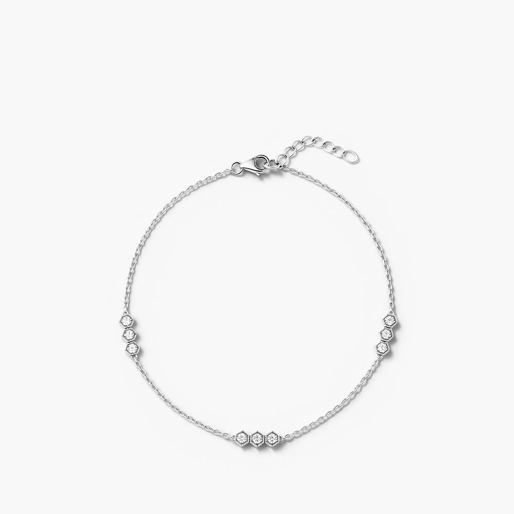 Cluster Crystal Platinum Plated 925 Sterling Silver Anklet