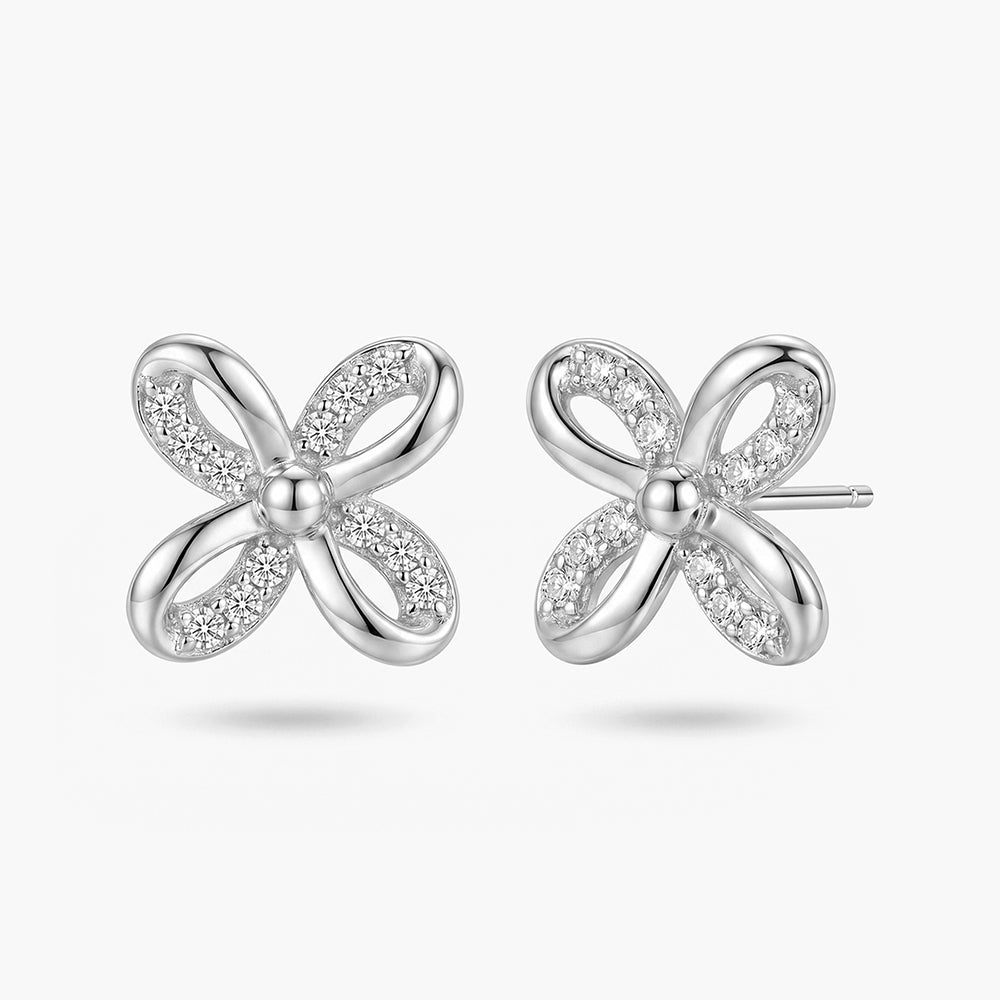 Twisted Floral Spark 925 Sterling Silver Earrings