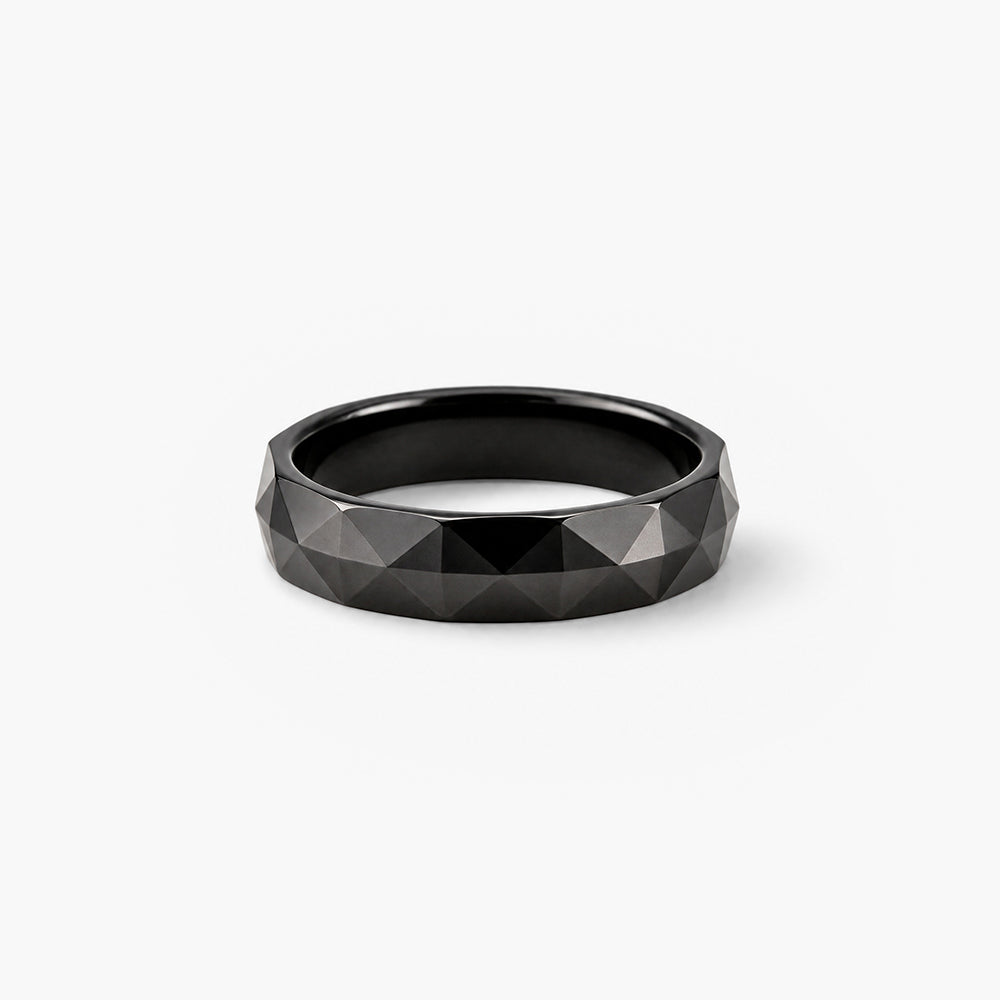 Geometric Black Band Ring
