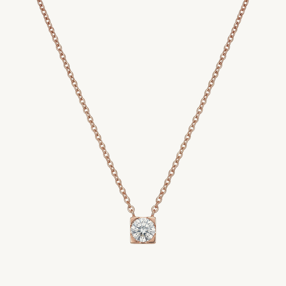 Bold Edge Solitaire Necklace