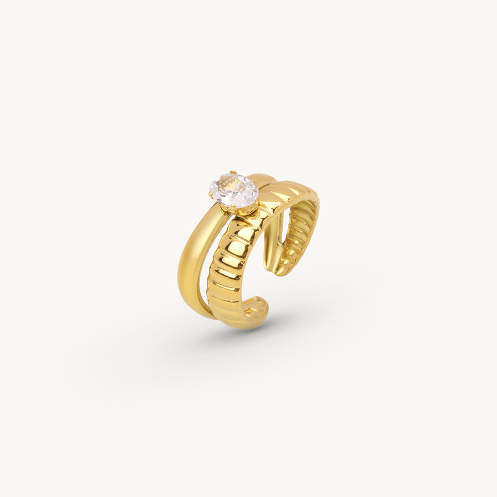 Ridge Glow Solitaire Accent Ring