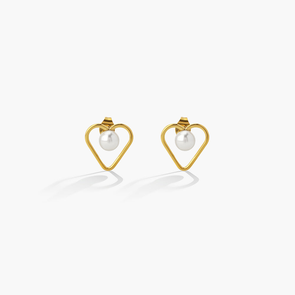 Halo Heart Frame Pearl Earring