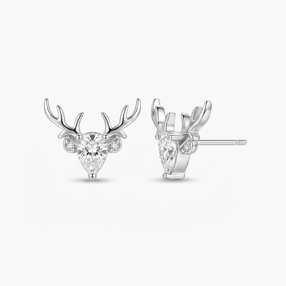 Cute Sparkle Antler 925 Sterling Silver Earrings