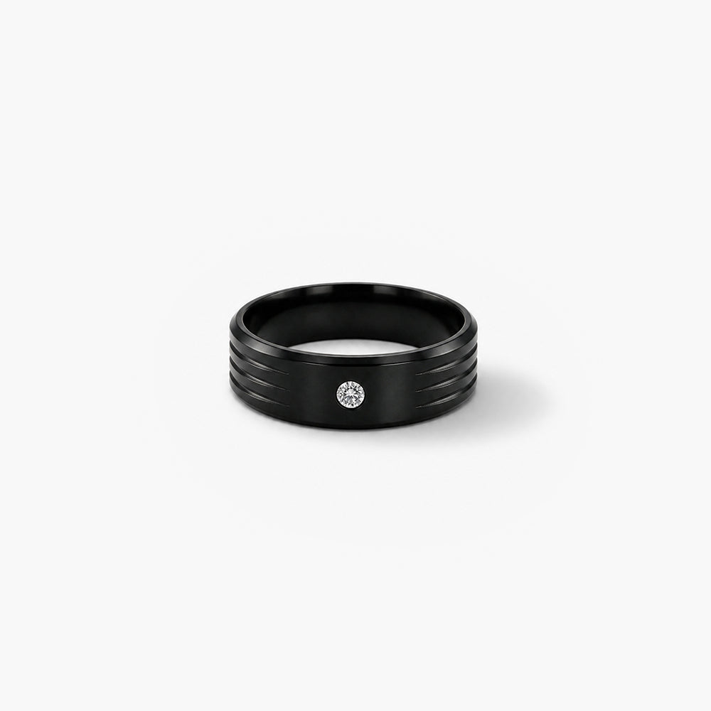 Shiny Diamond Black Ring