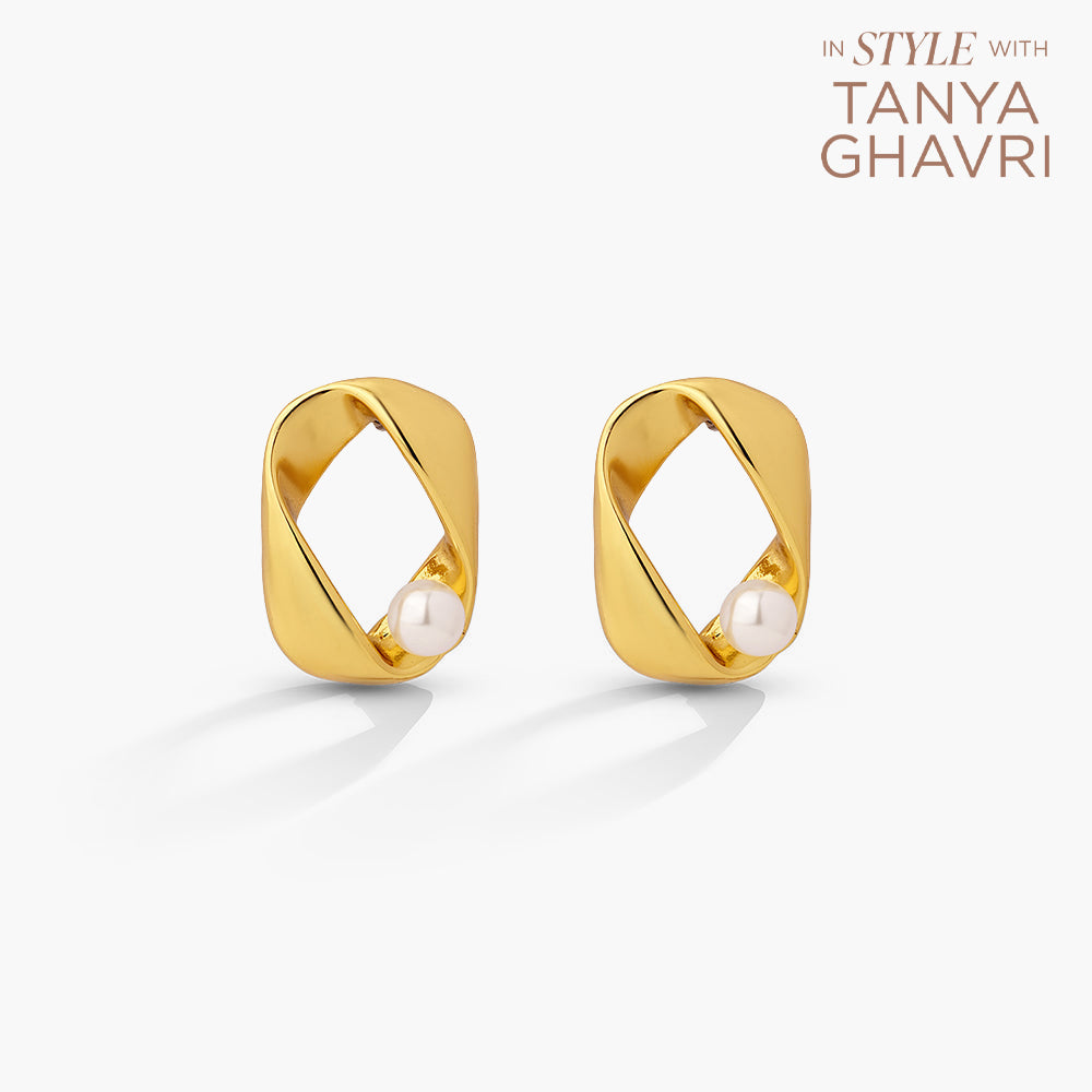Contemporary Pearl Stud Earrings