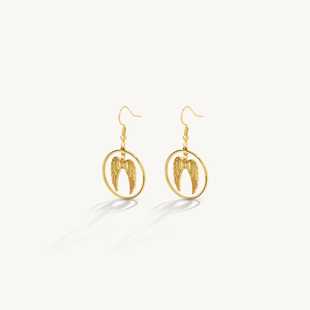 Halo Orbit Wing Accent Drop Earrings