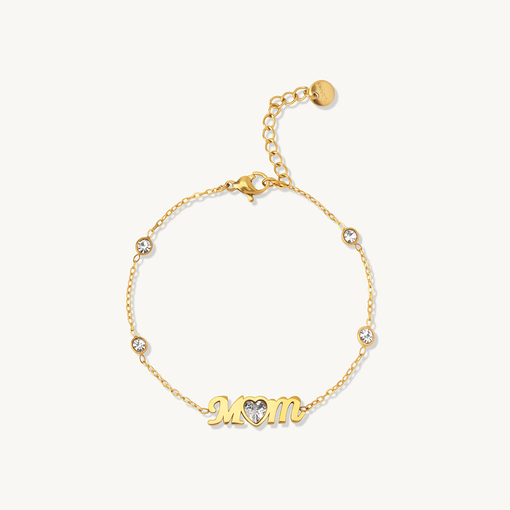 MOM Letter Heart Linked Chain Bracelet