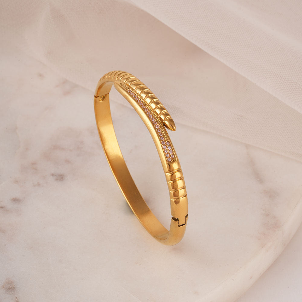 Textured Snake Tail Bangle Bracelet - view 4