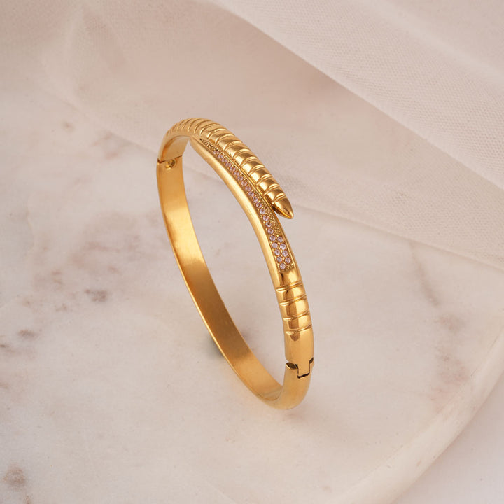 Textured Snake Tail Bangle Bracelet-3