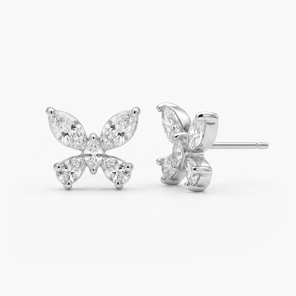 Sparkling Butterfly Silhouette 925 Sterling Silver Earrings