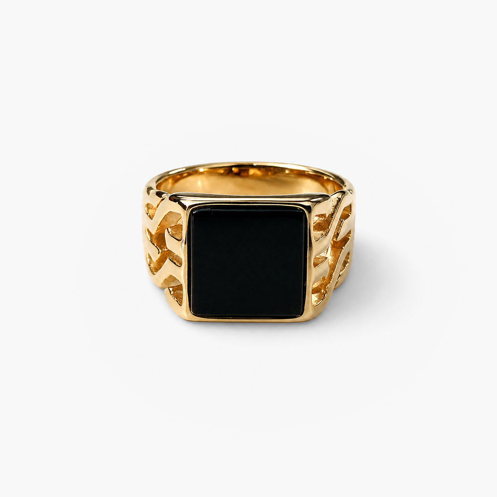 Obsidian Square Power Ring