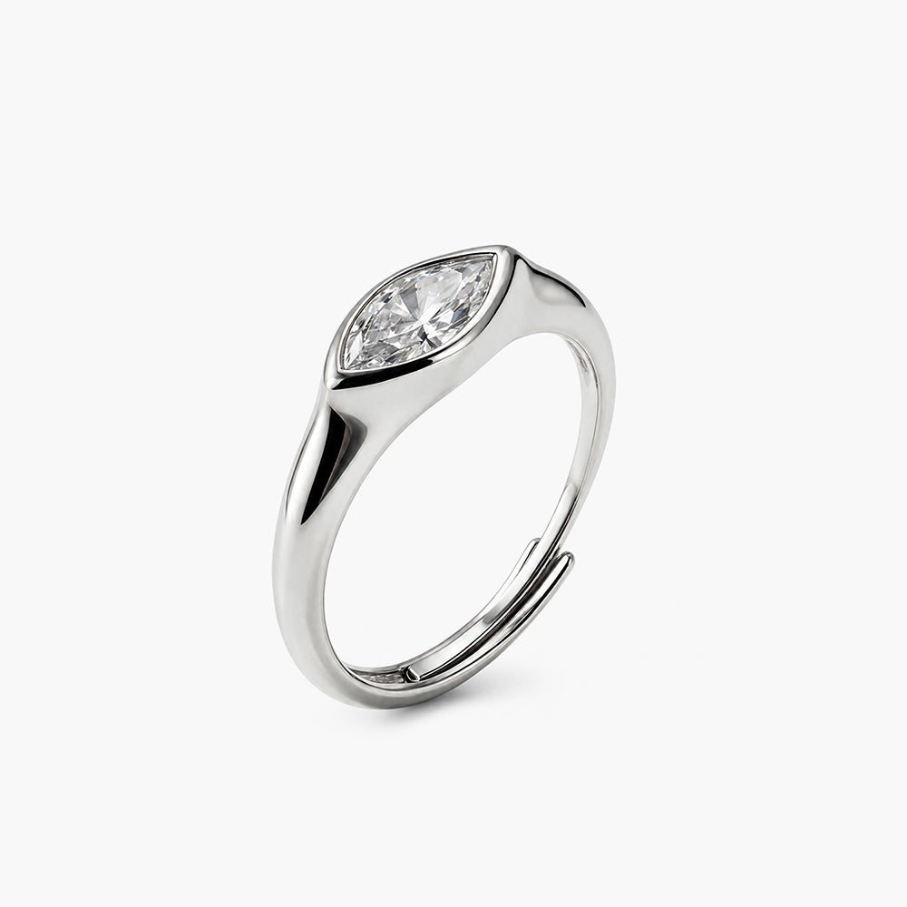 Regal Solitaire Statement Platinum Plated 925 Sterling Silver Ring