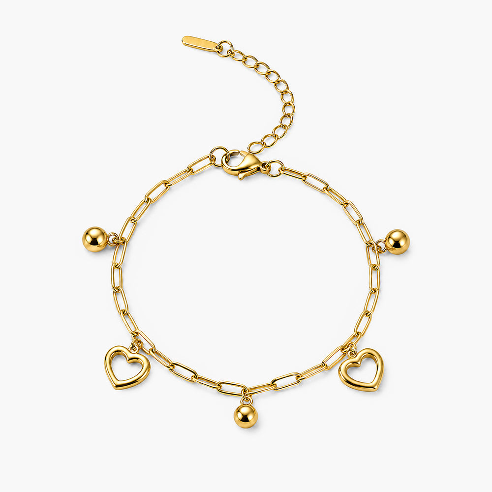 Openwork Heart Charm Bracelet