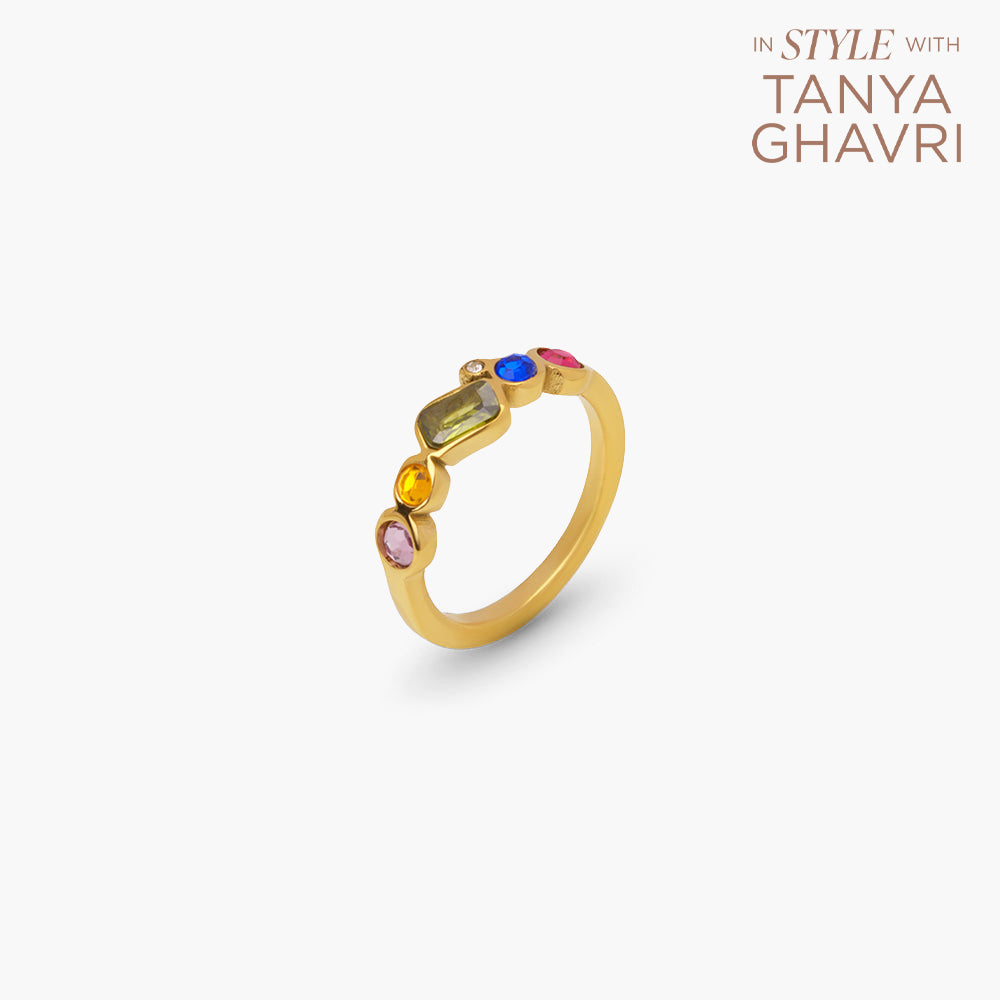 Multi Colour Stone Accent Ring