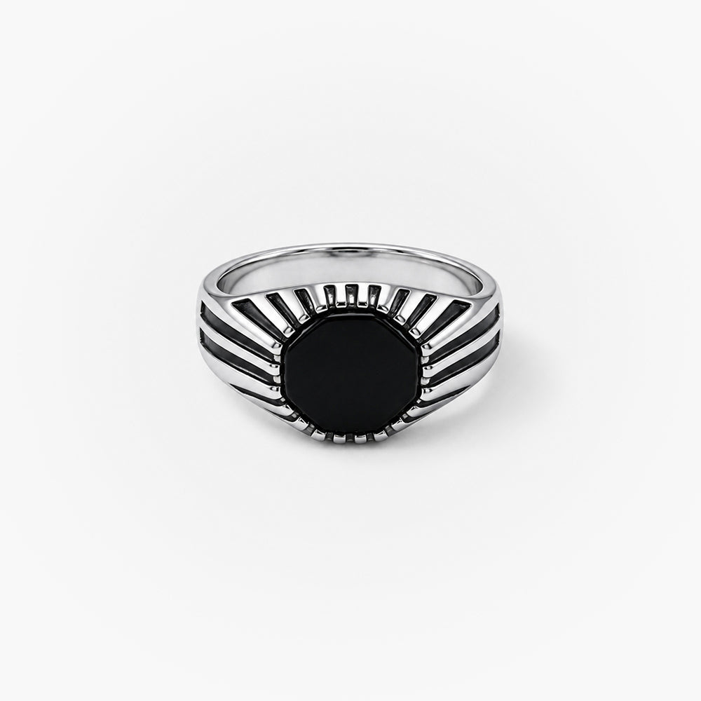 Onyx Bastion Textured Ring