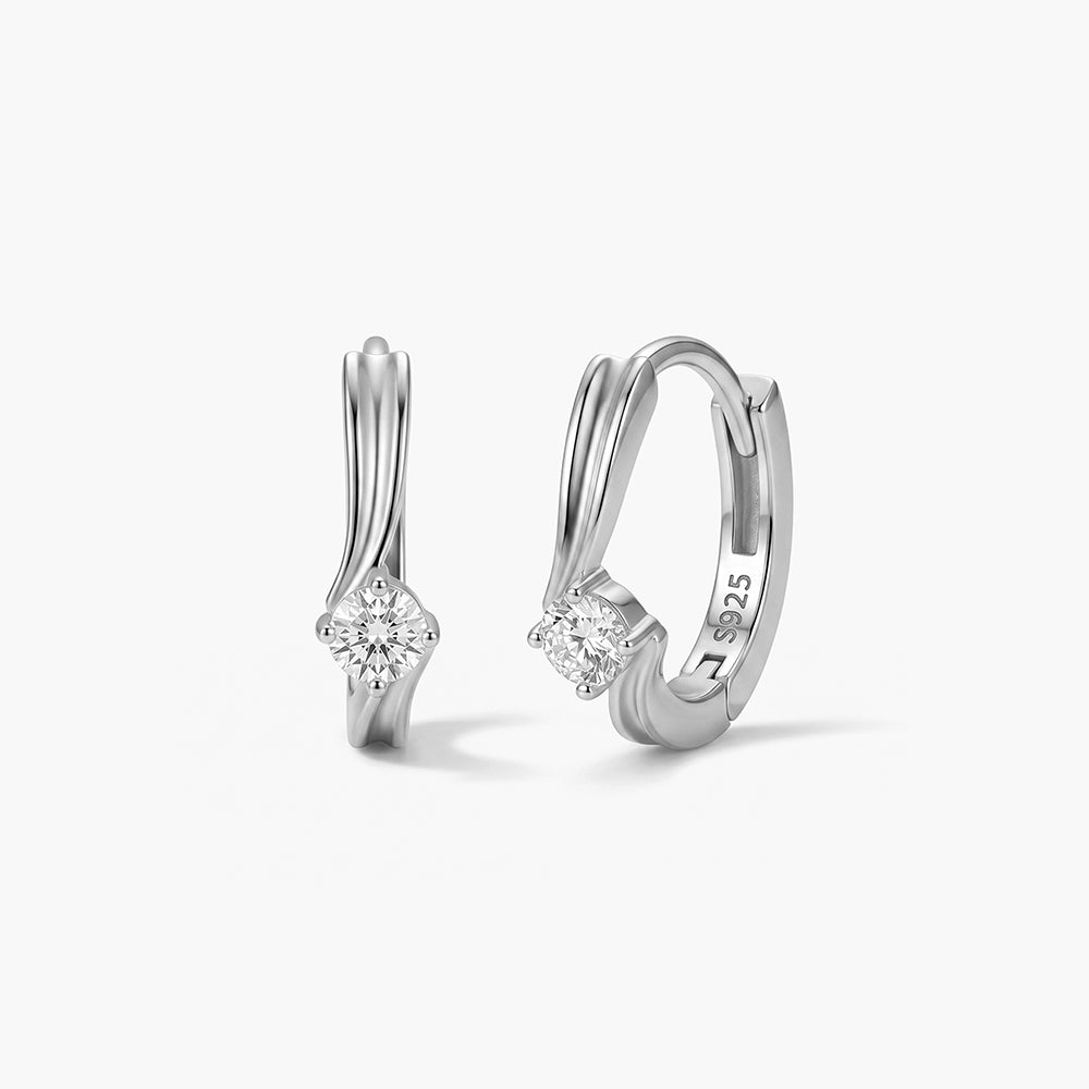 Luna Arc Glow 925 Sterling Silver Hoop Earrings