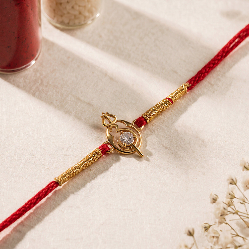 Crystal Om Fine Silver Rakhi