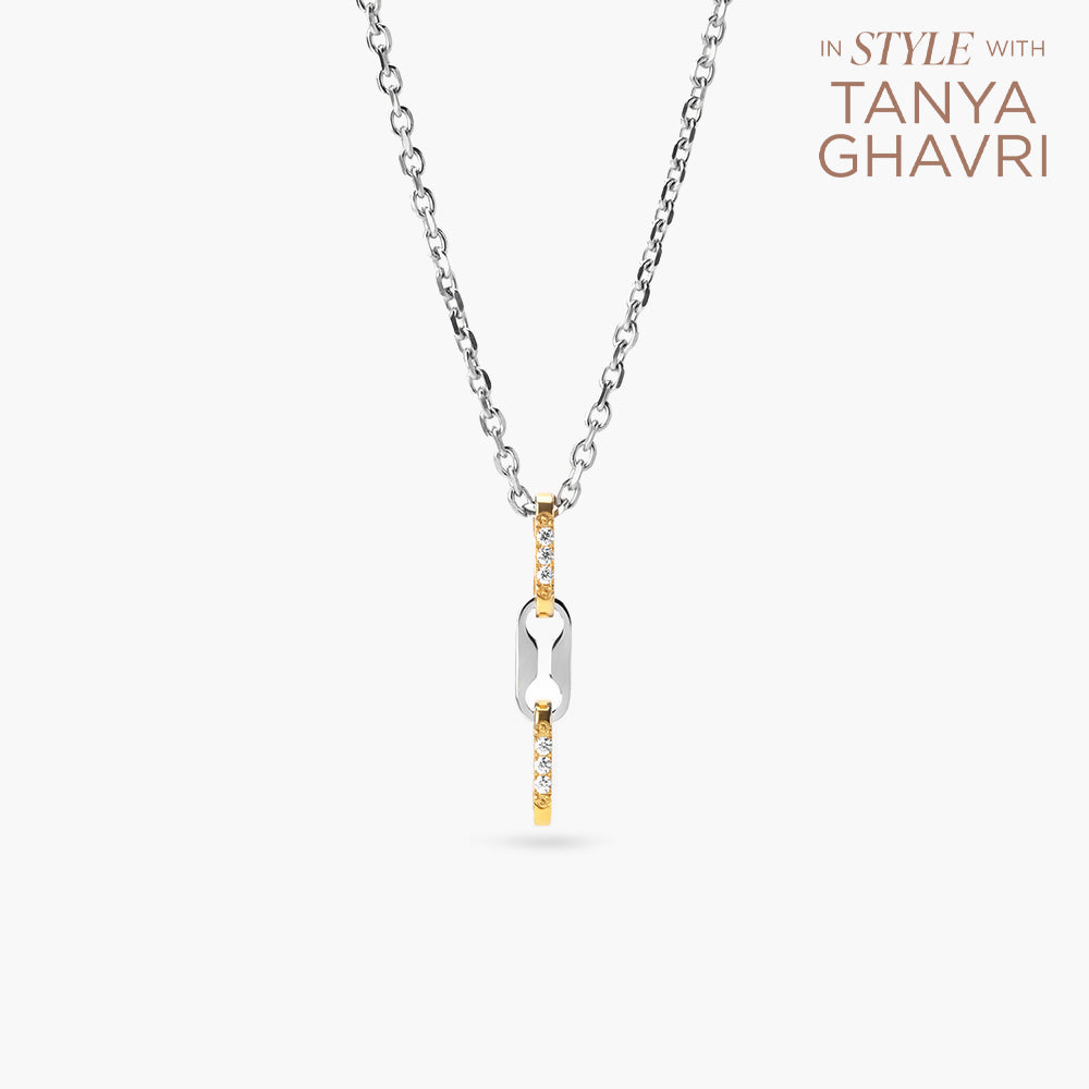 Interlocked Glow Links Dual Tone Necklace