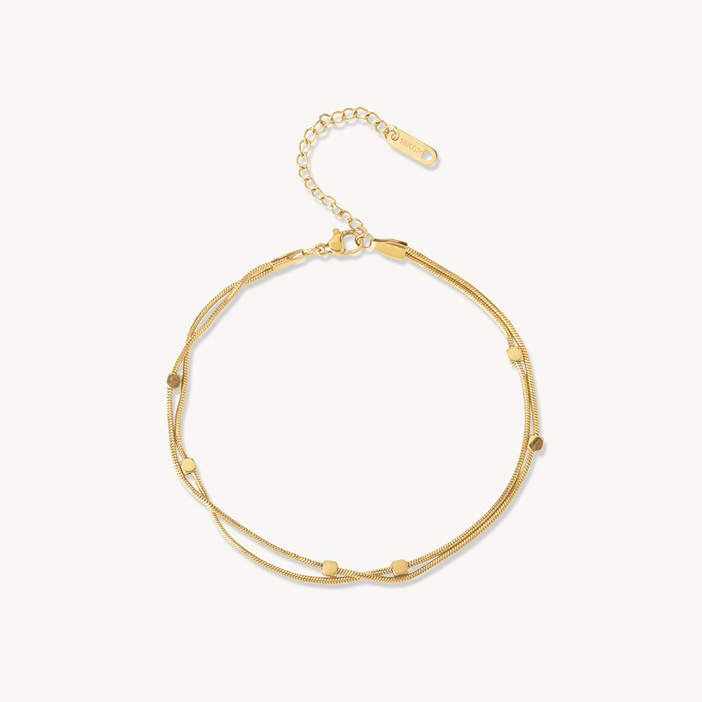 Dual Layer Gold Bead Anklet