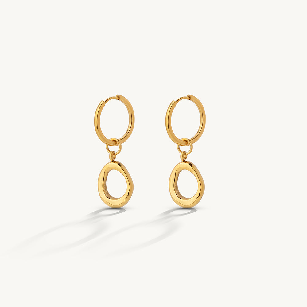 Minimal Oval Drop Hoop Earrings