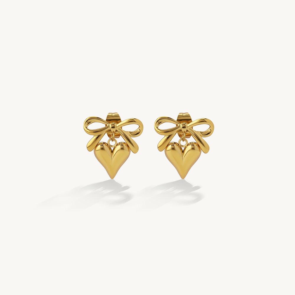 Imperial Bow Heart Drop Earrings