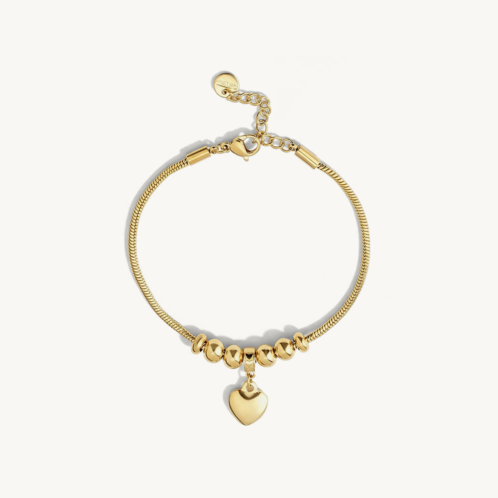 Bold Bead Heart Charm Bracelet