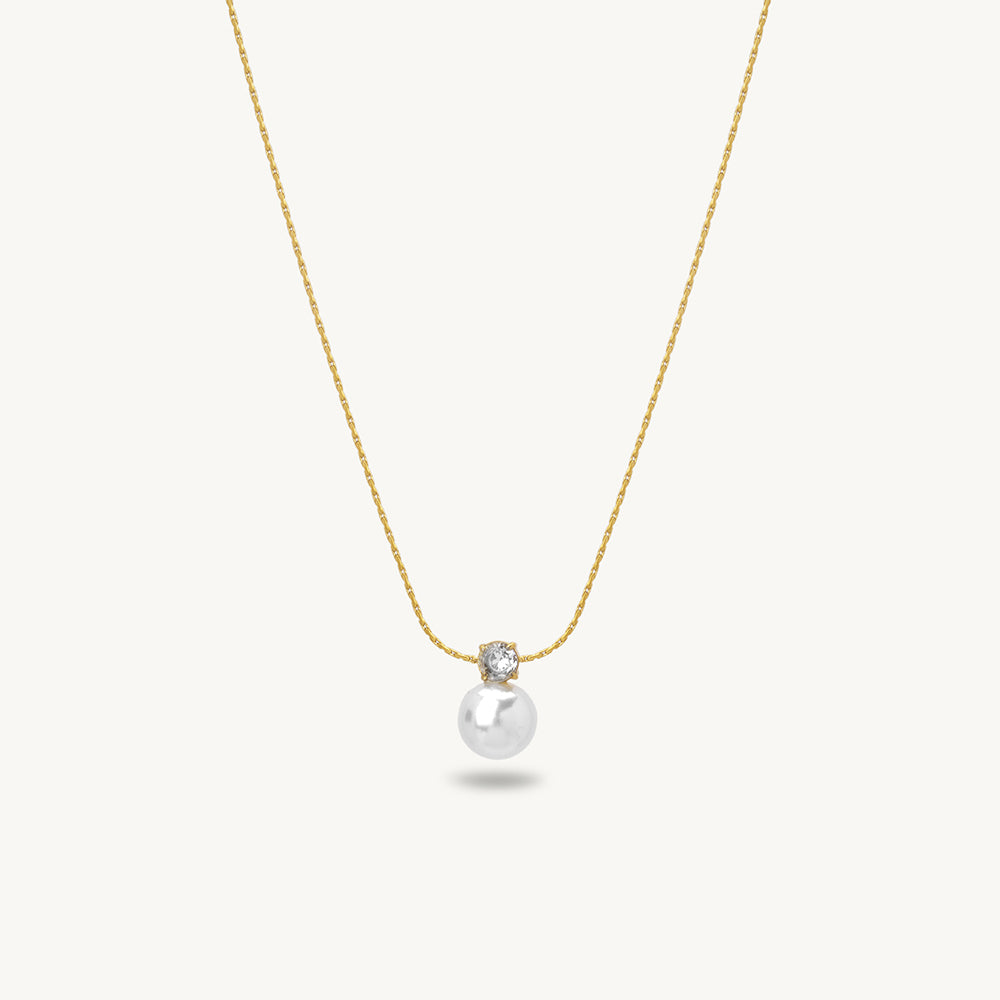 Petite CZ Pearl Pendant Necklace