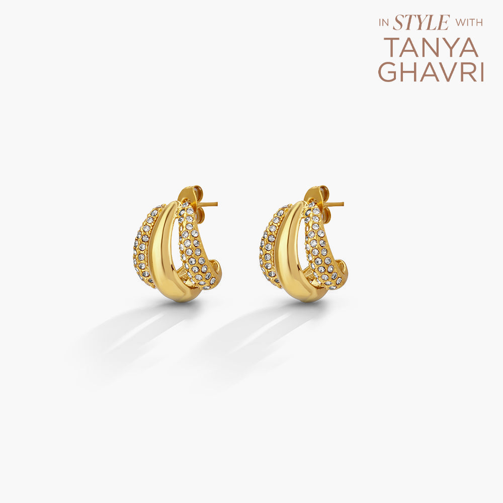 Ribbed Crystal Dome Earrings