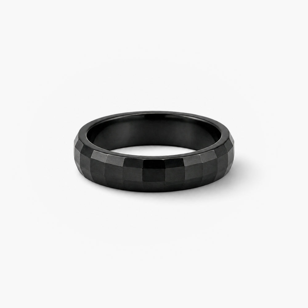 Facet Noir Angular Band Ring