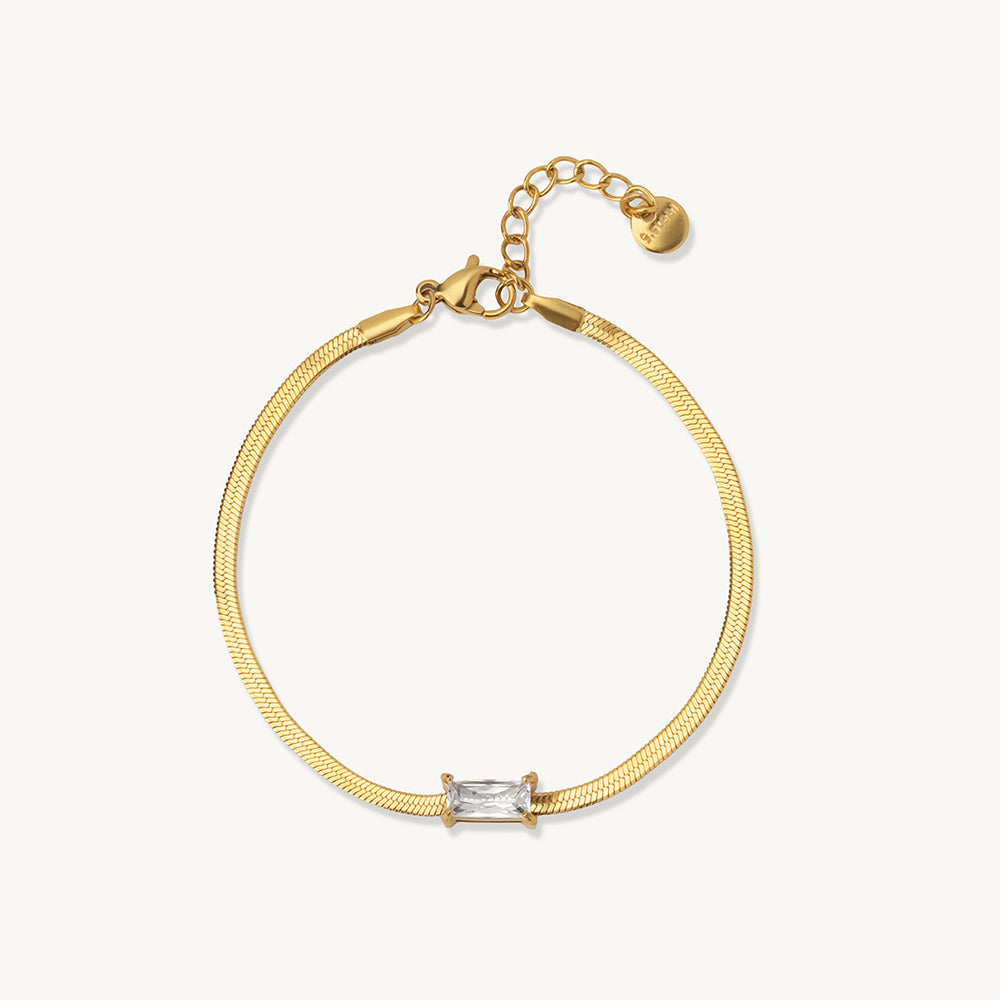 Solitaire Motif Snake Chain Bracelet