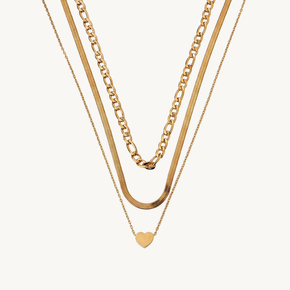 Sleek Heart Multi Chain Layer Necklace