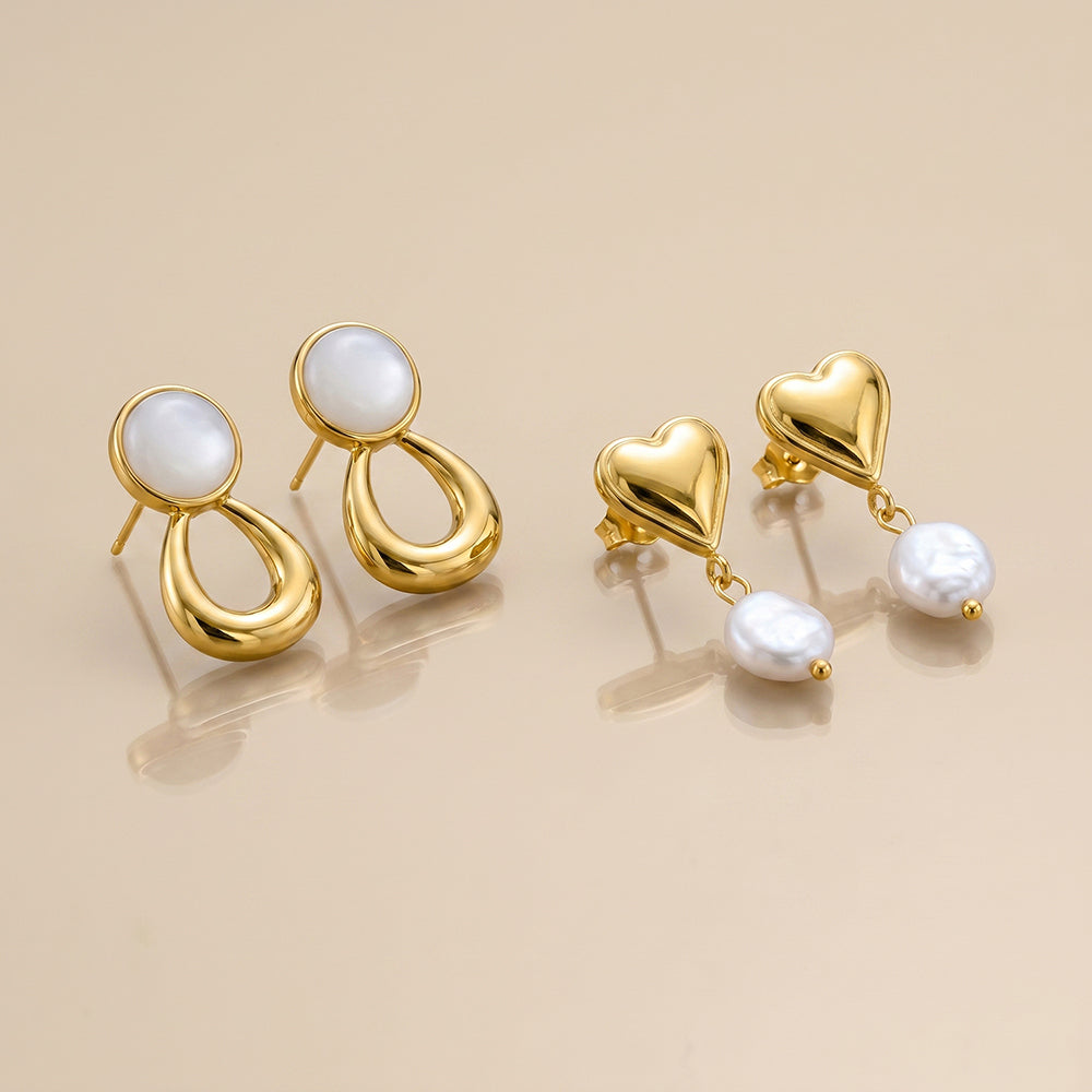 Pearl Heart Drop Set
