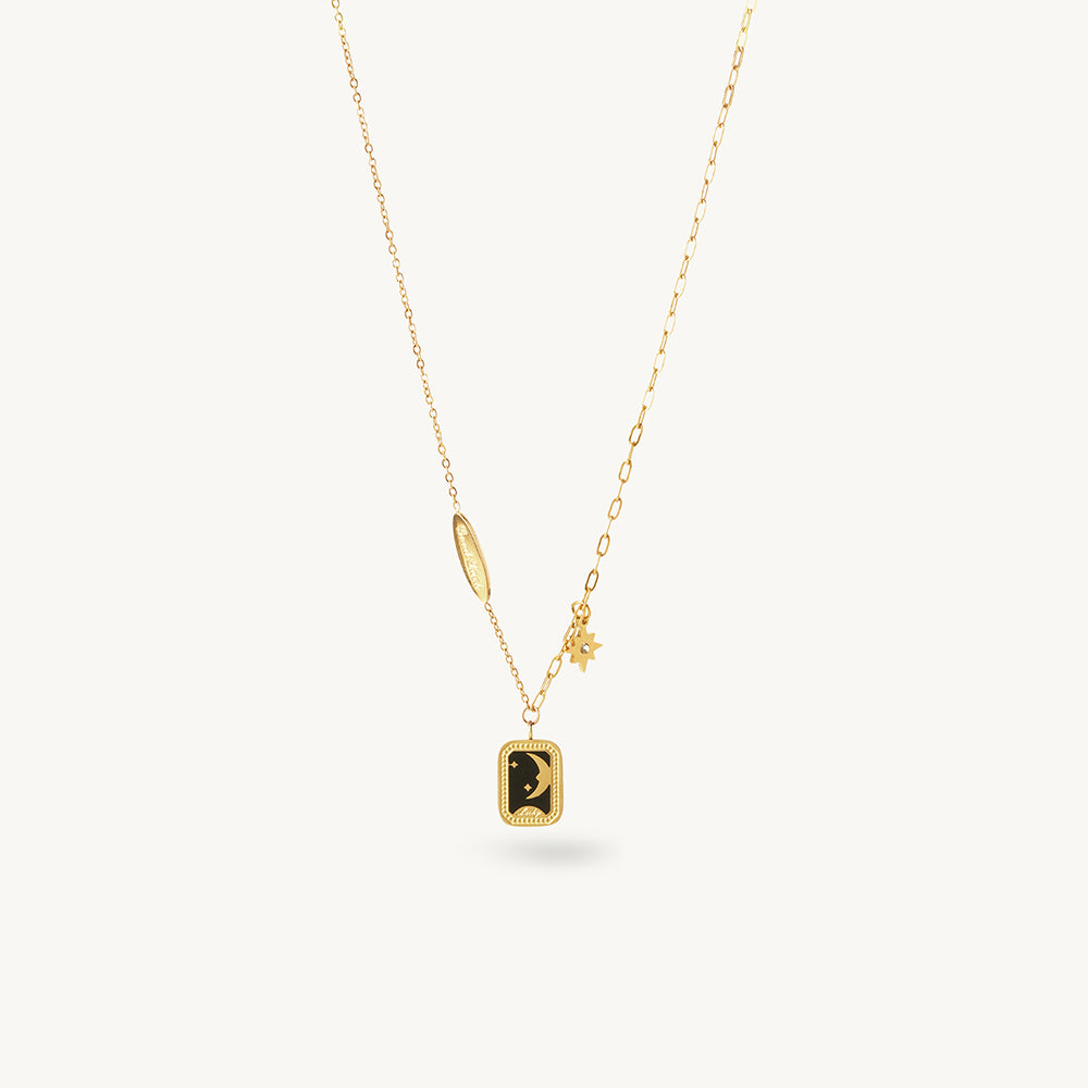 Celestial Moon Star Pendant Necklace