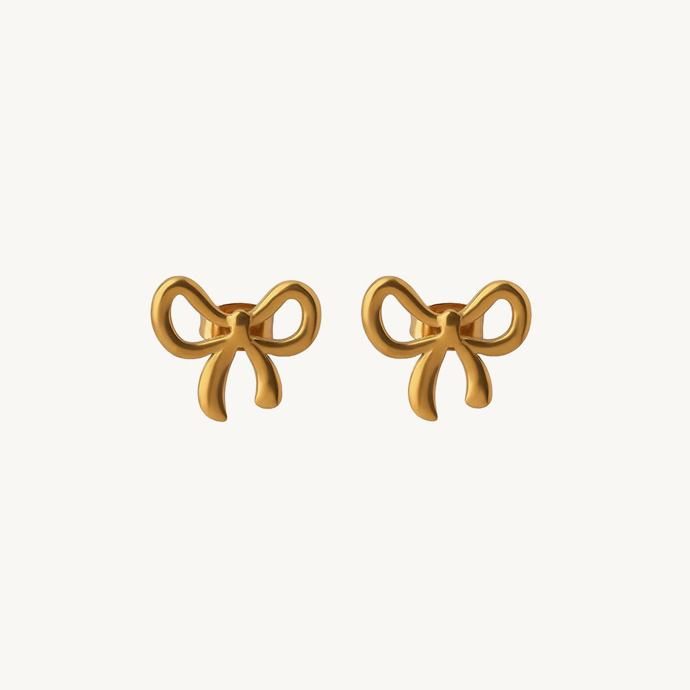 Golden Grace Bows Stud Earrings
