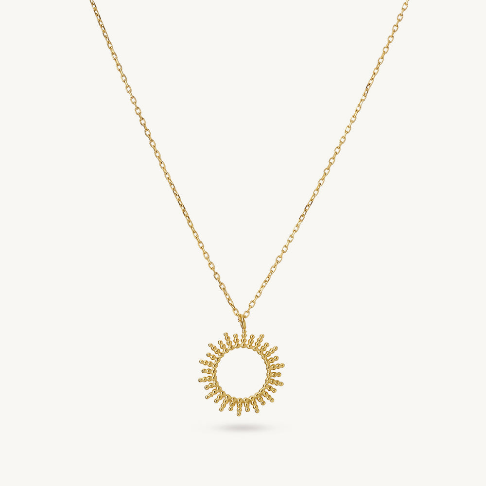 Radiant Sunburst Halo Pendant Necklace