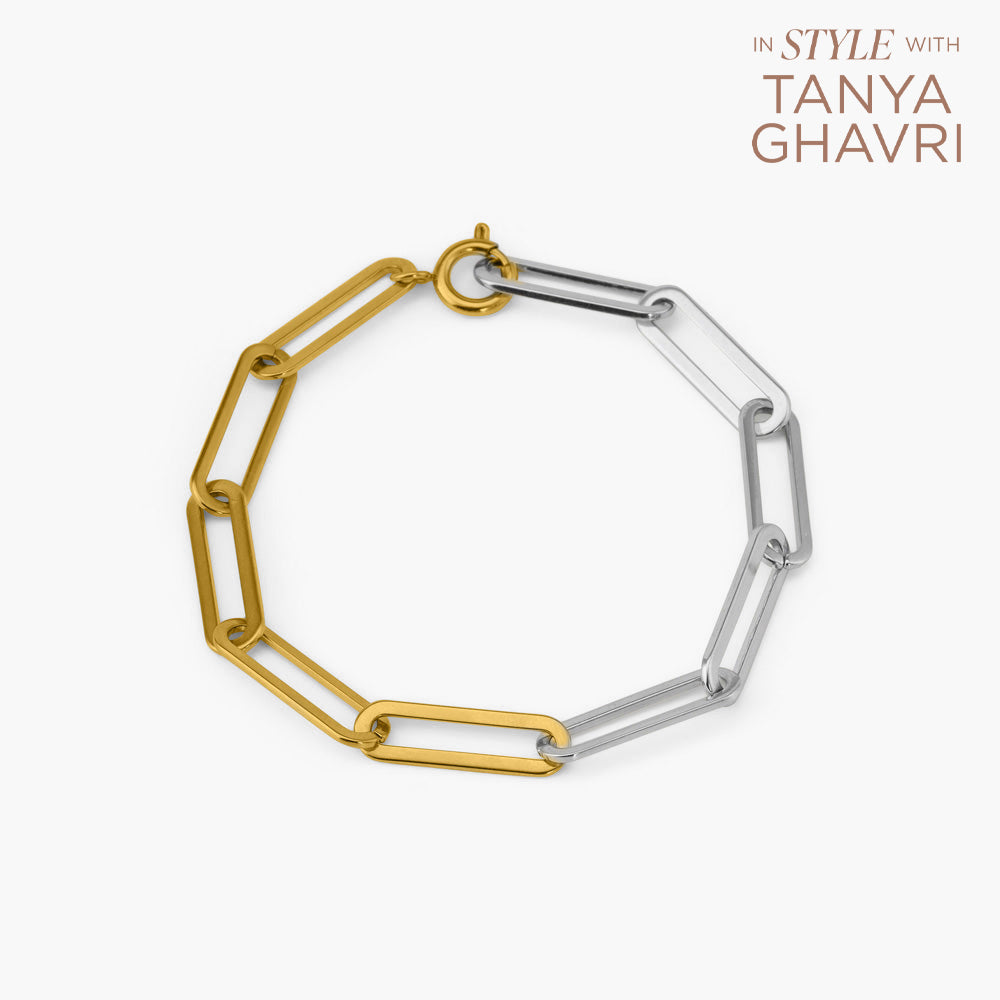 Dual-Tone Paperclip Link Bracelet