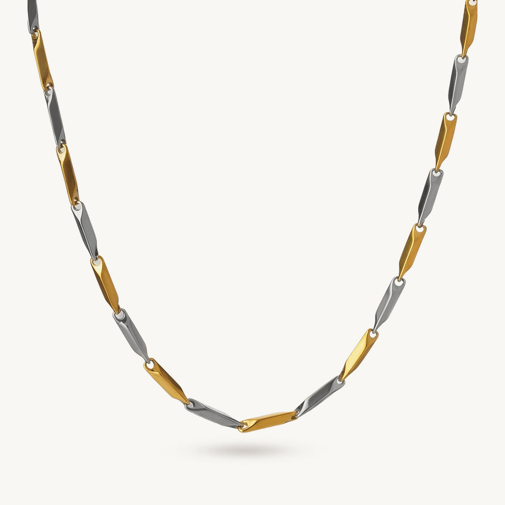 Bold Dual Tone Geometric Link Chain